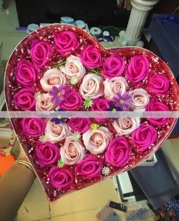 Hoa Hộp trái tim, hoa sap thom binh duong, hoa sáp cao cấp, hoa sáp quà tặng, hoa sáp dịp lễ, hoa sáp tặng sinh nhật